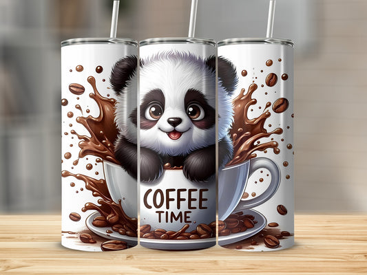 Cute Panda Coffee Time Design Tumbler Mug