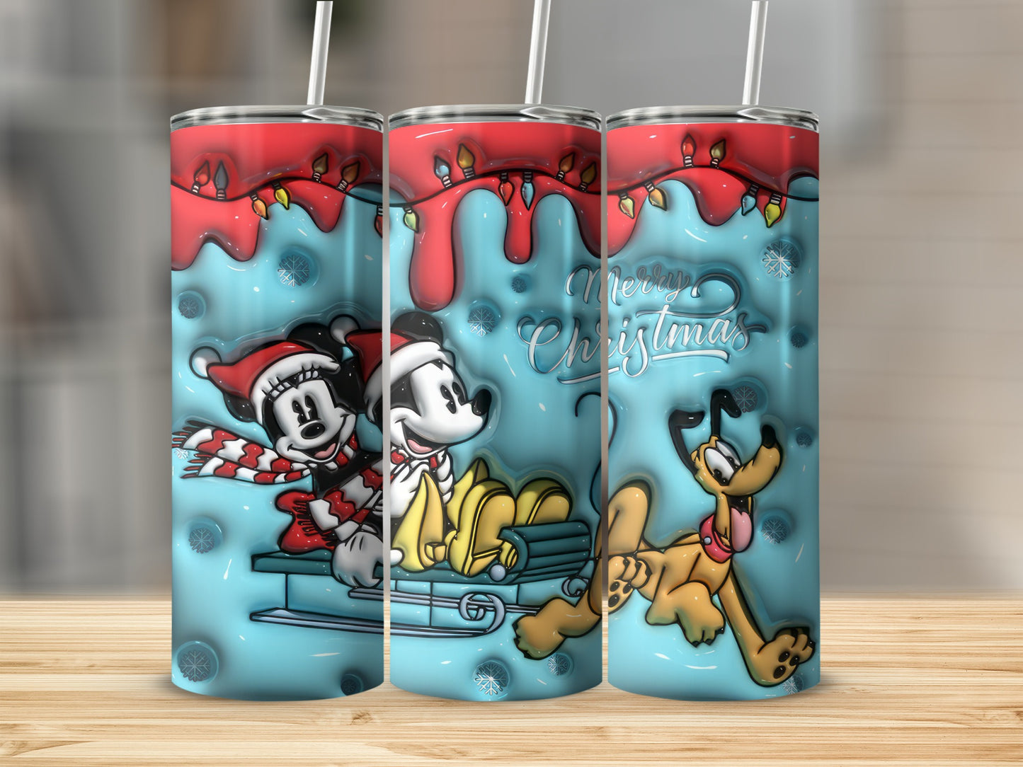 Merry Christmas Themed Tumbler with Festive Characters