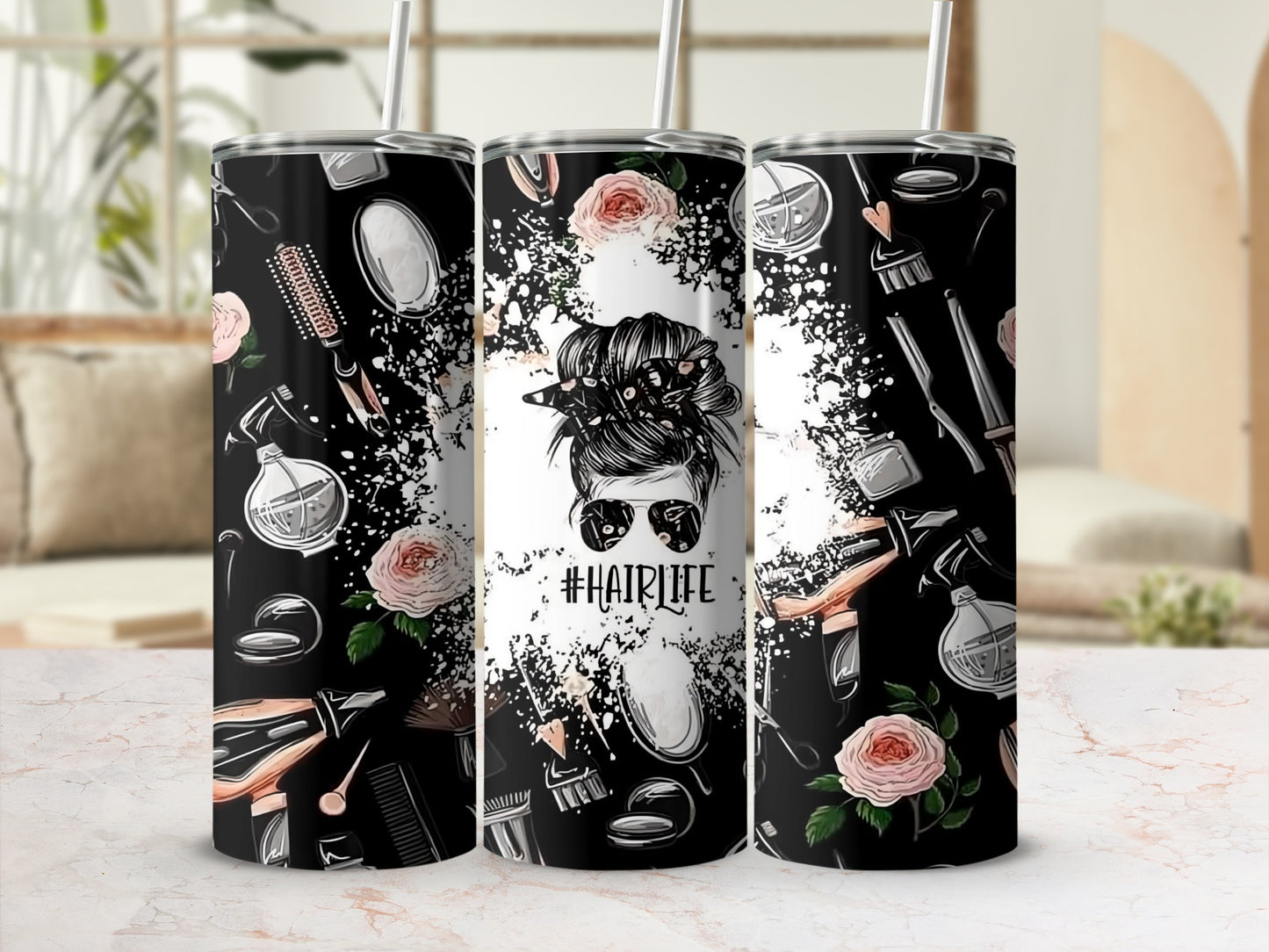 Hair Life Travel Mug Stylish Hairdresser Design