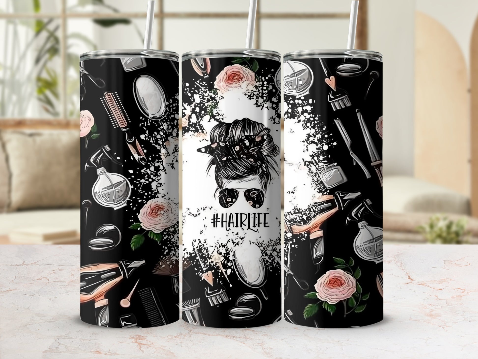 Hair Life Travel Mug Stylish Hairdresser Design