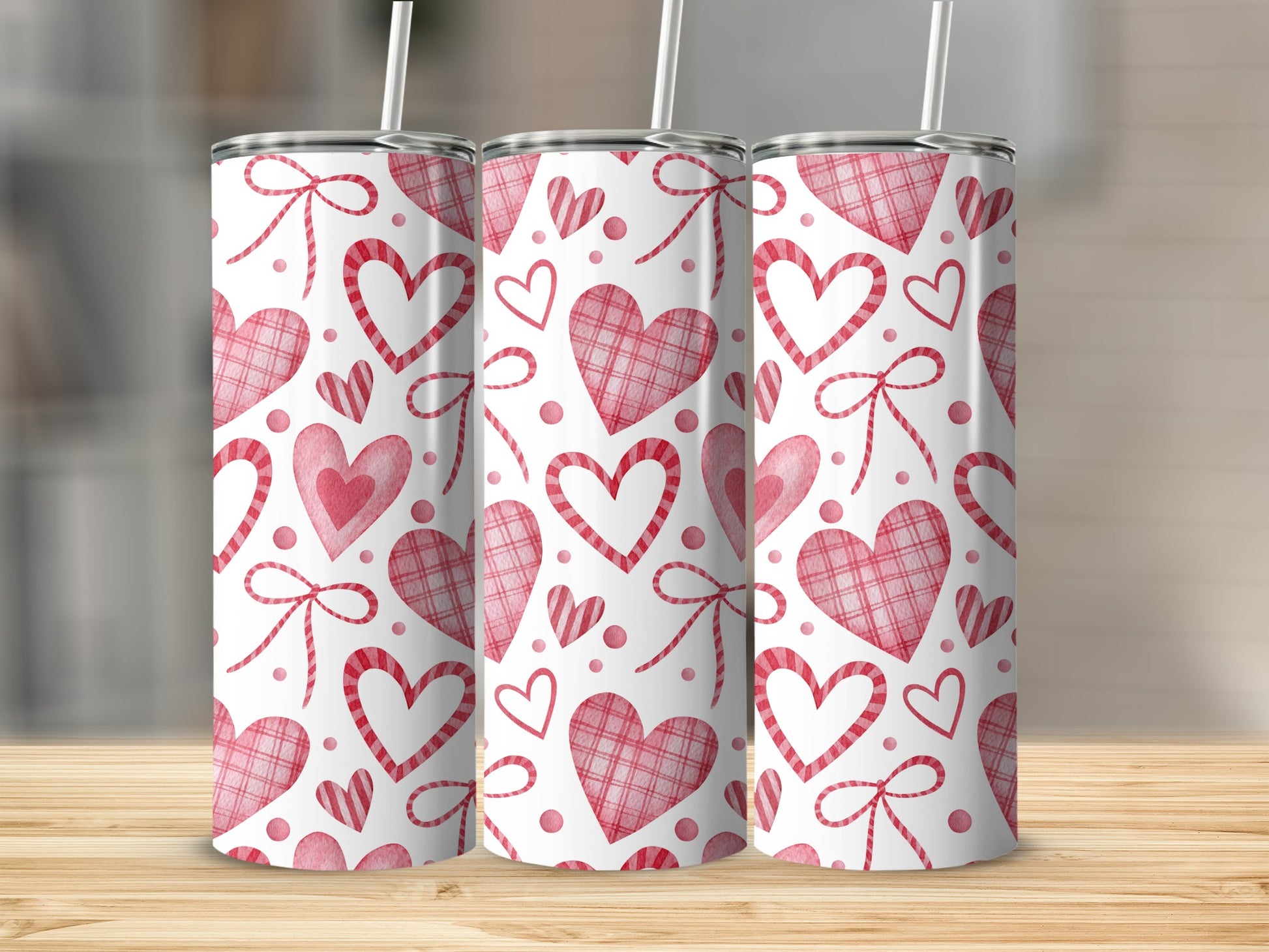 Valentine's Day Hearts Pattern Skinny Tumbler