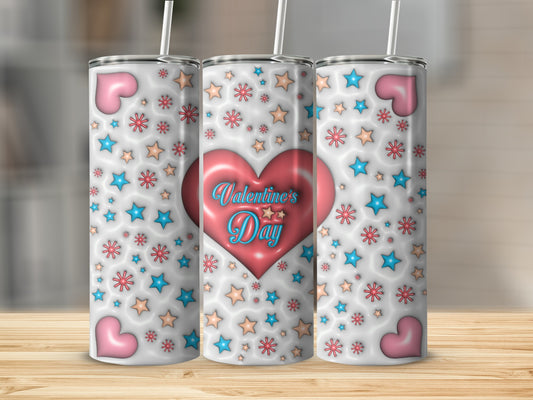 Valentine's Day Themed Drinkware with Colorful Stars Design