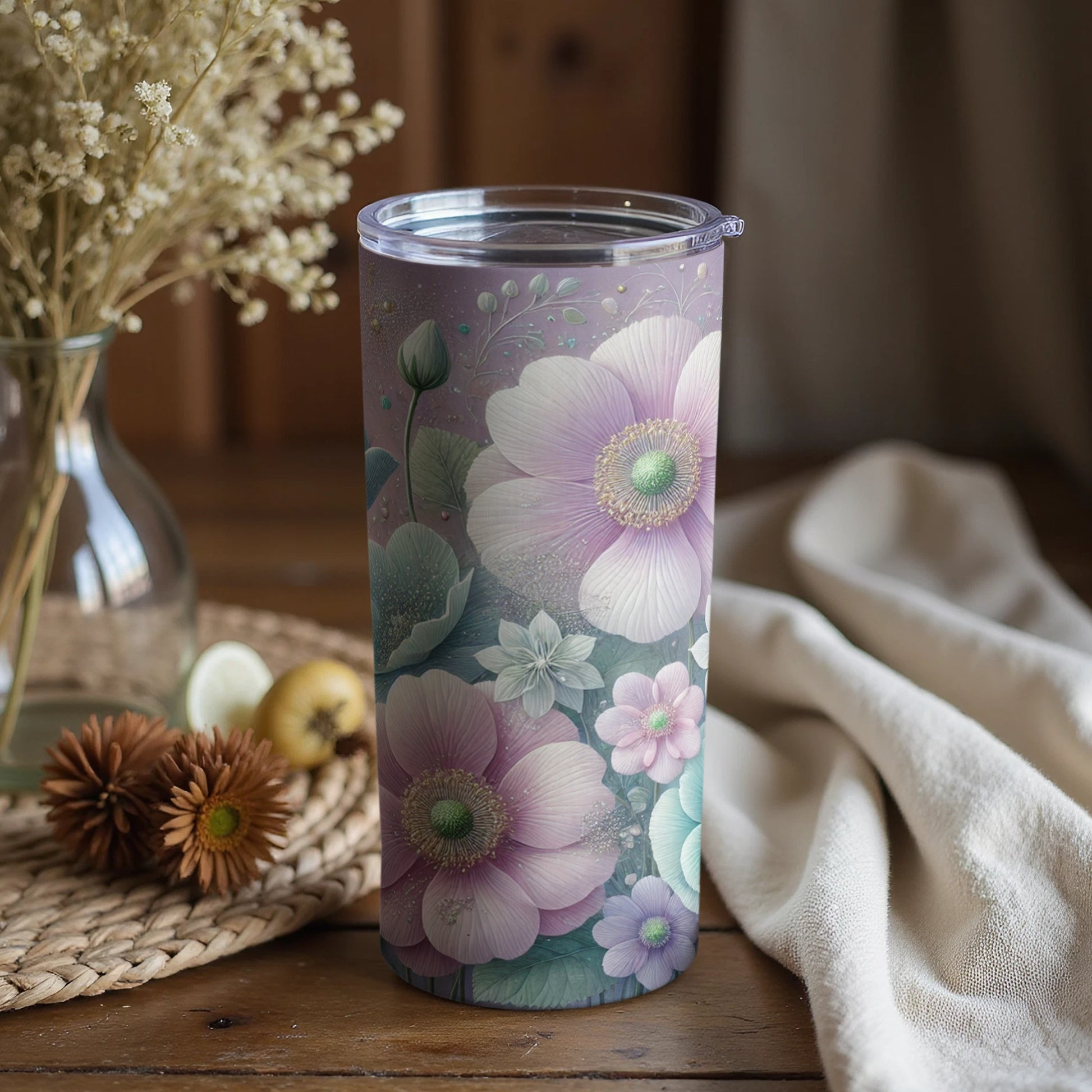 Pastel Floral Design Insulated Tumbler Cup