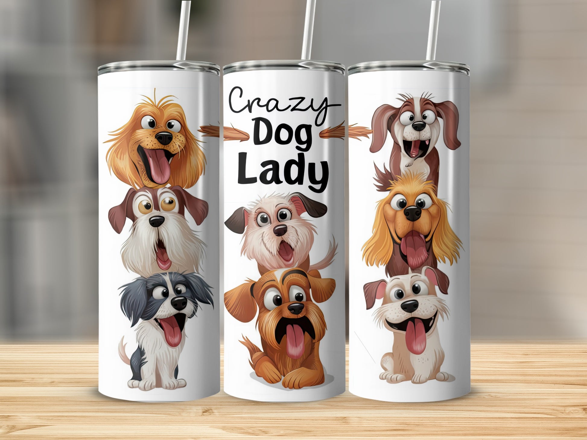 Crazy Dog Lady Funny Cartoon Dogs Tumbler product type