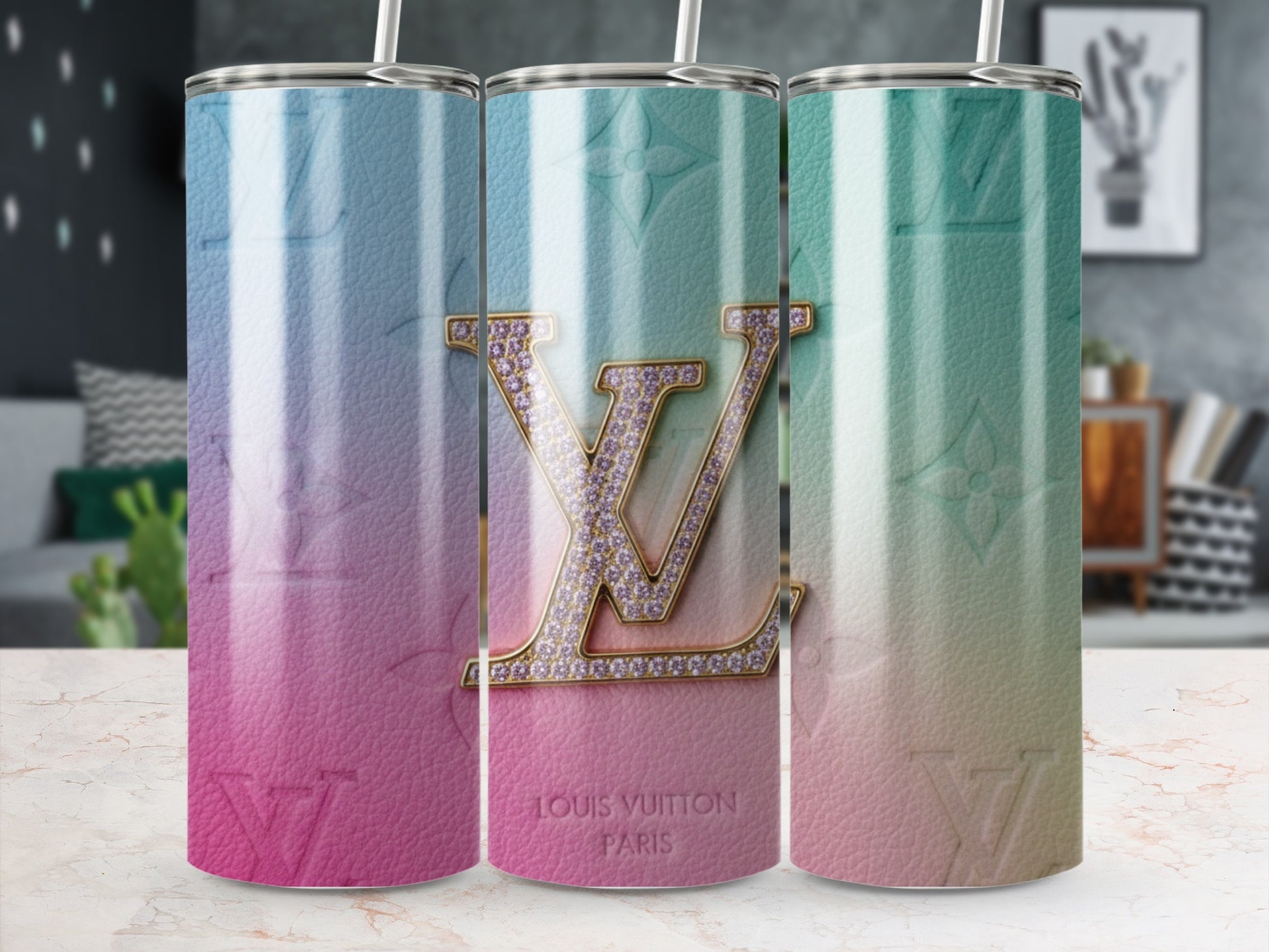 Gradient Louis Vuitton Inspired Designer Tumbler Mockup