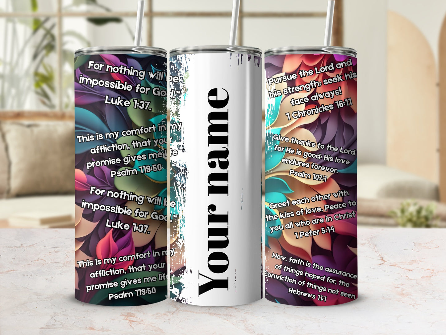 Christian Inspirational Quotes Tumbler with Name Customization