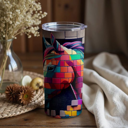 Colorful Geometric Horse Design Tumbler Mug