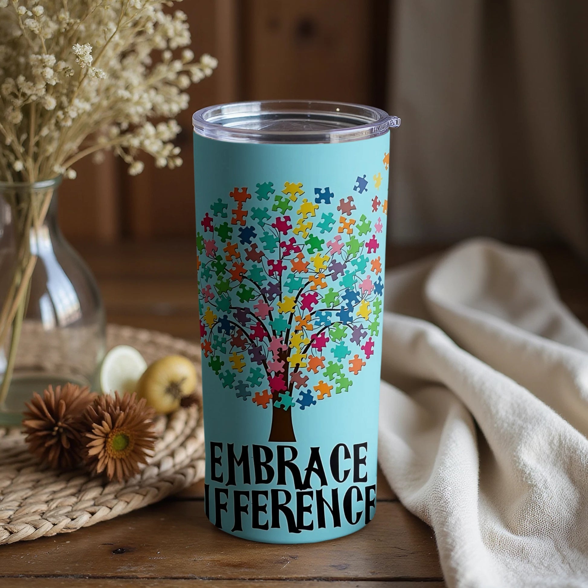 Colorful Puzzle Tree Insulated Tumbler for Everyday Use