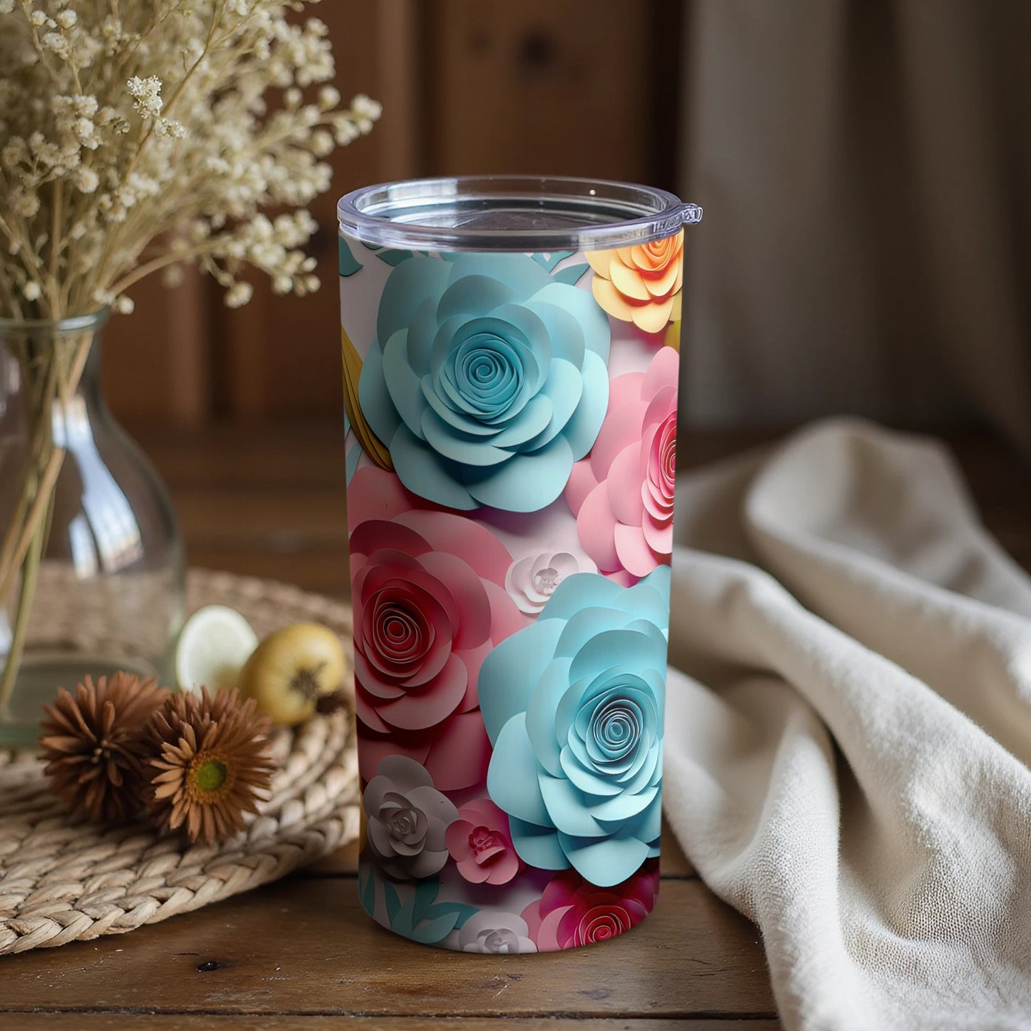 Vibrant Floral Pattern Tumbler For Stylish Drink Lovers