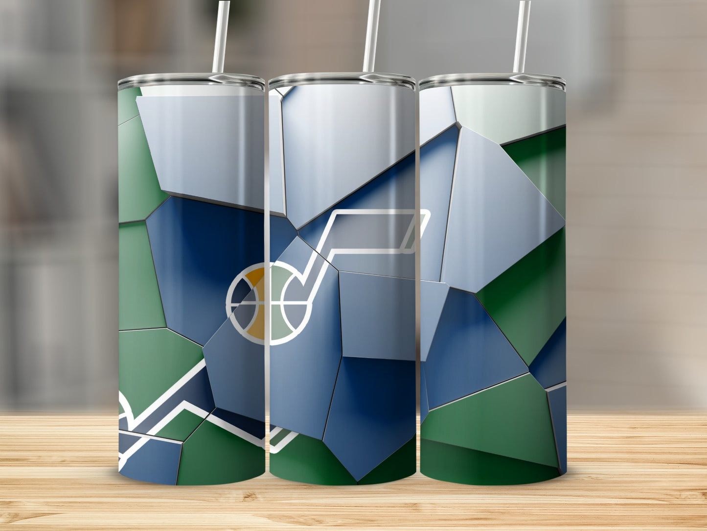 Utah Jazz Mosaic Team Design Basketball Logo Tumblers