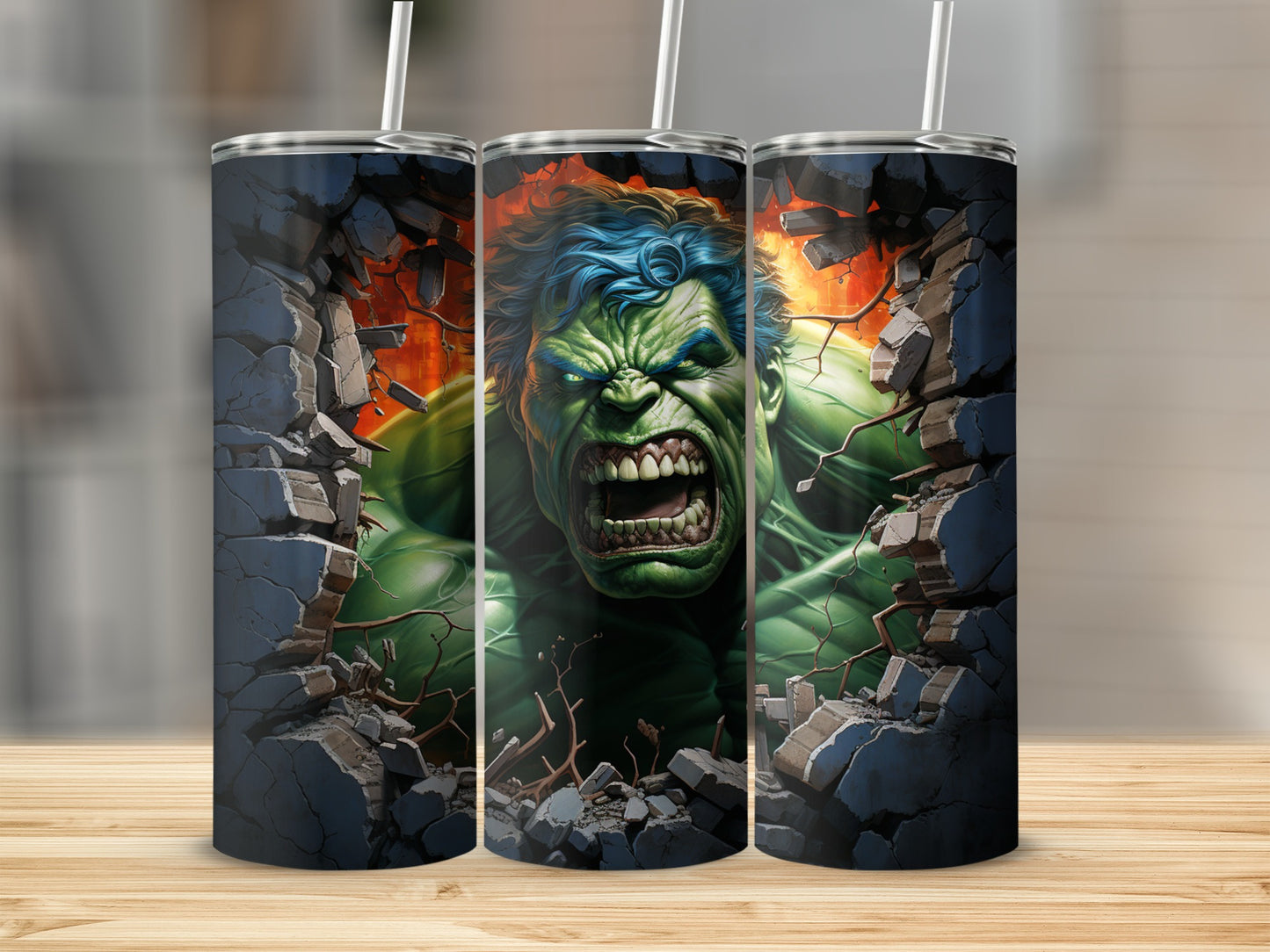 Incredible Hulk Breaking Through Design Tumbler Product
