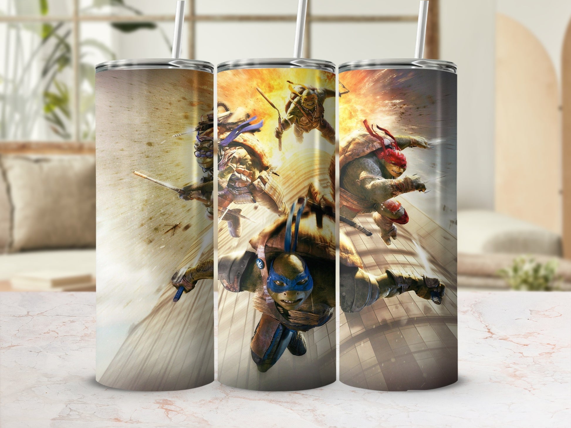 Ninja Turtles Action Scene Insulated Travel Tumbler