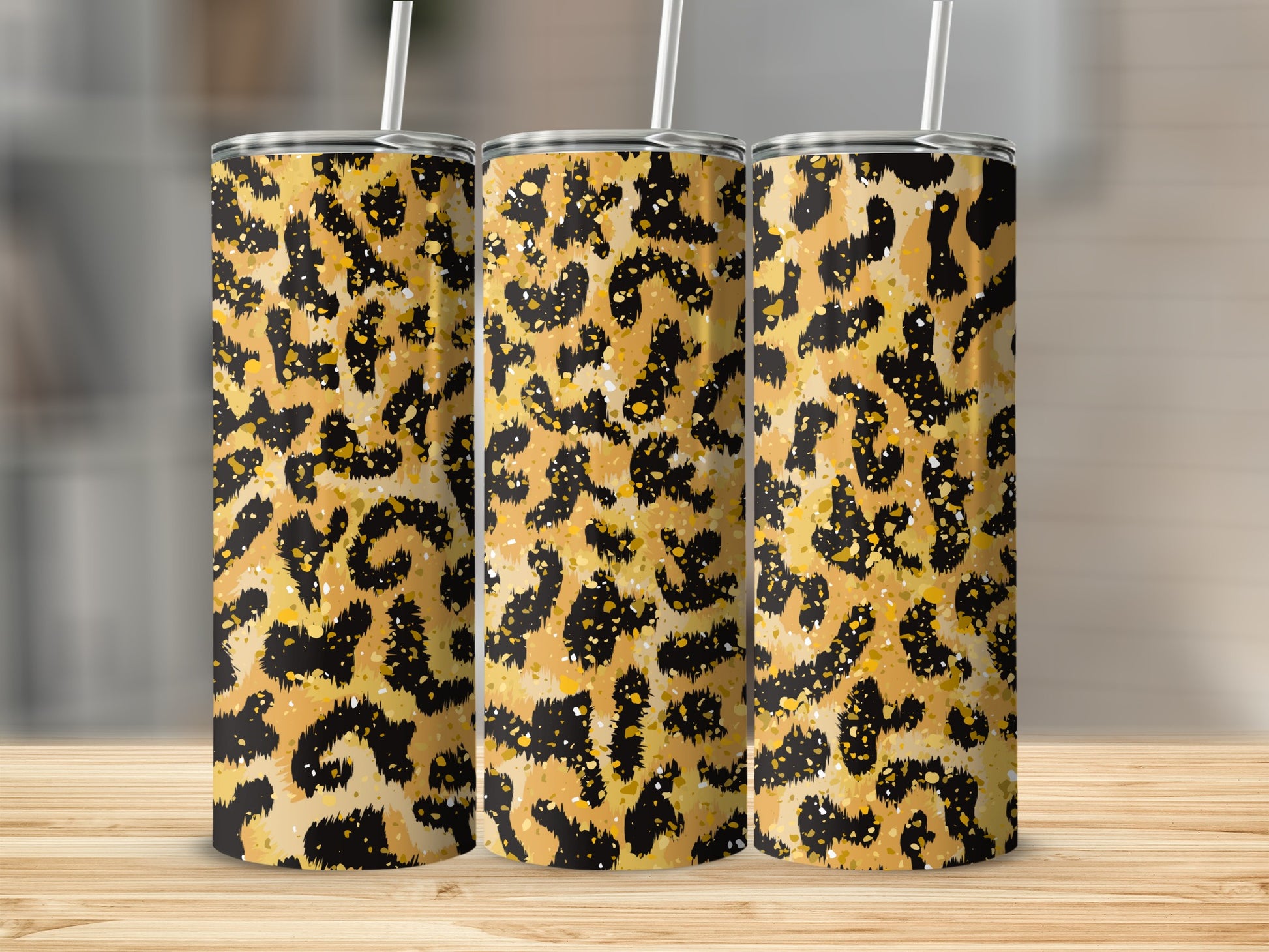 Stylish Leopard Print Tumbler 20oz Stainless Steel Cup