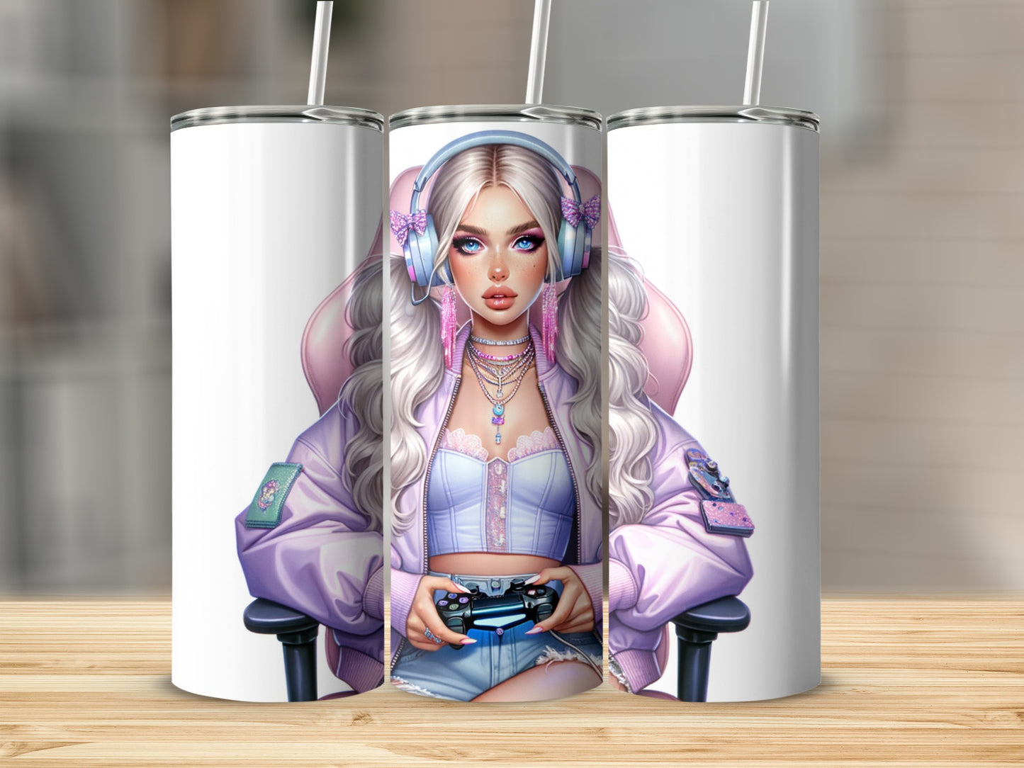 Gamer Girl Anime Art Tumbler Cup Gaming Merchandise