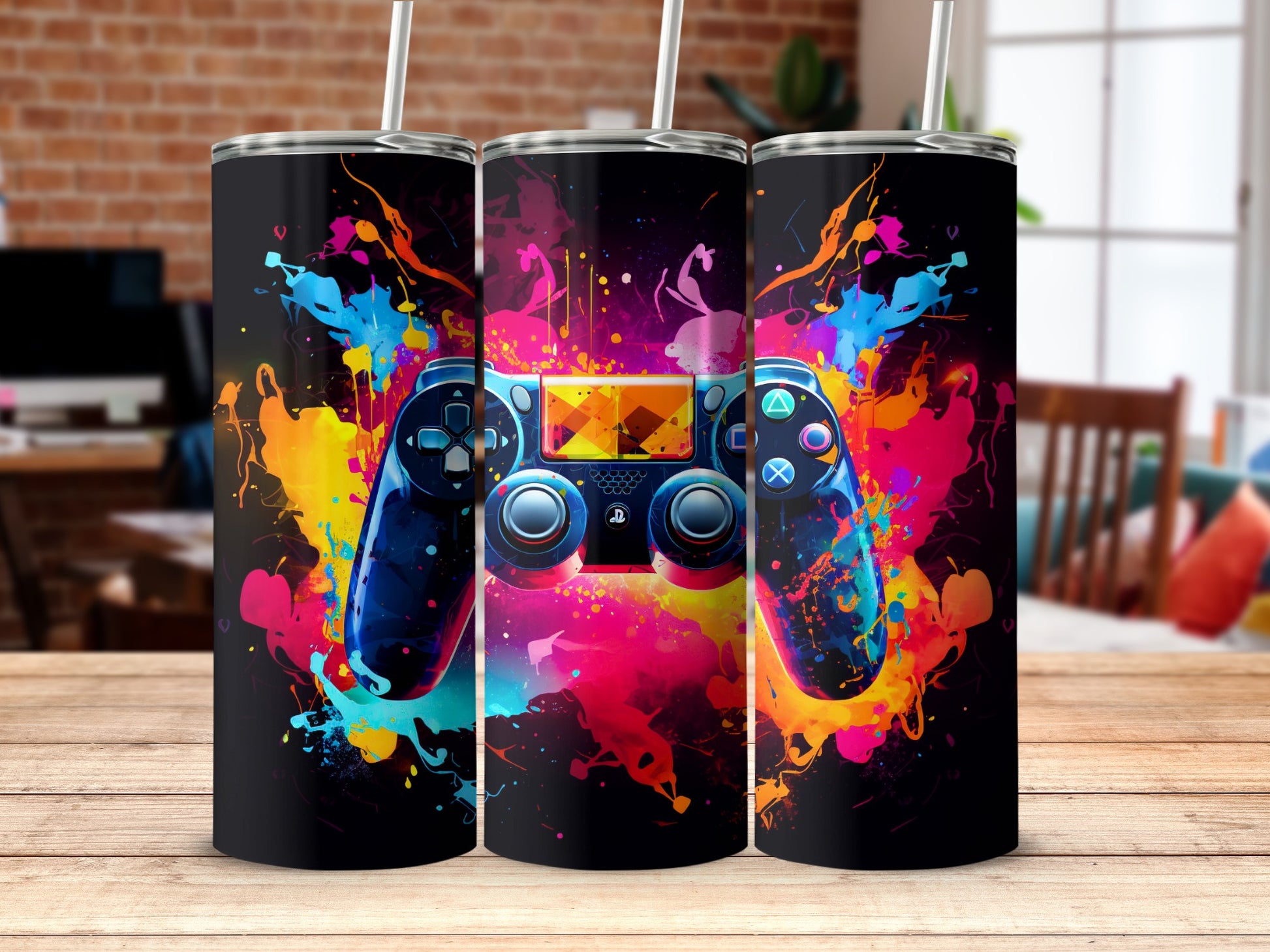 Colorful Gaming Controller Design Tumbler Cup