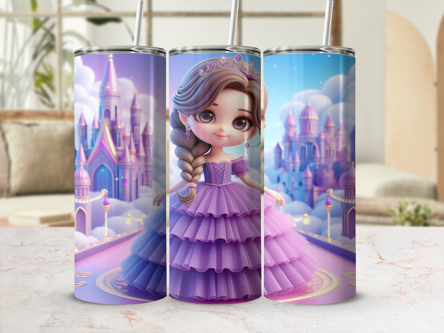 Fairytale Princess Castle Scene Travel Tumbler Cup