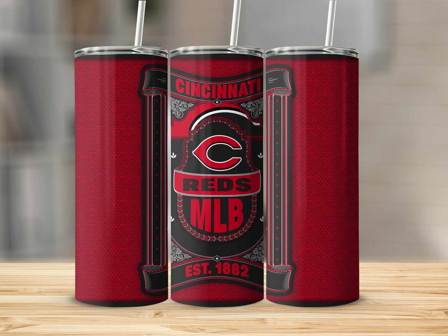 Cincinnati Reds MLB Est 1882 Team Graphic Design Tumbler