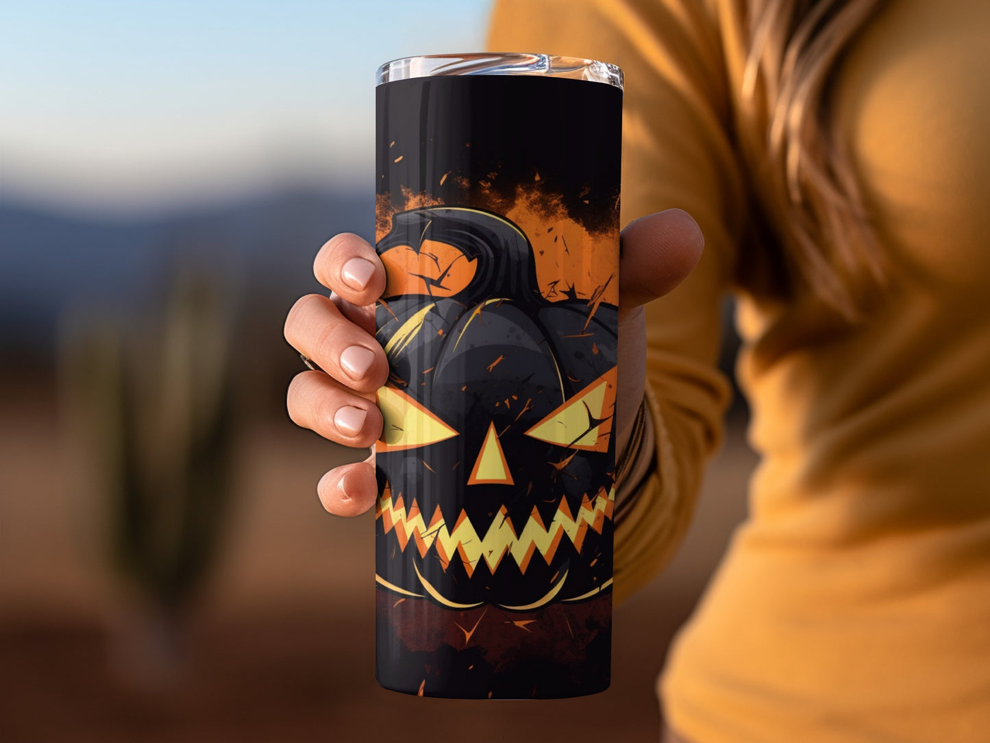 Halloween Pumpkin Pattern Tumbler for Festive Drinks
