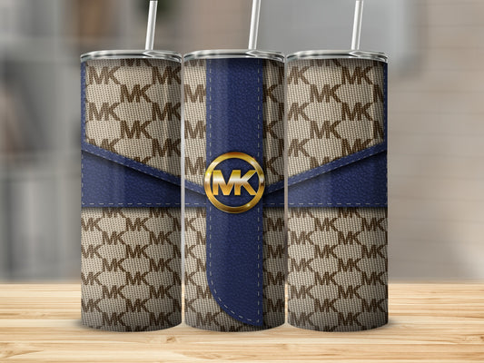 Stylish Monogram Blue and Beige Tumbler