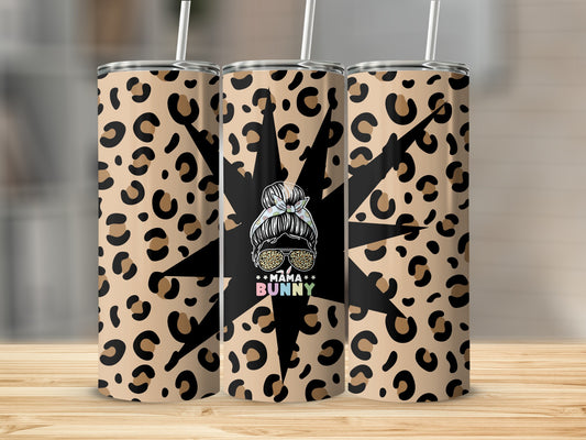 Mama Bunny Leopard Print Insulated Tumbler Cup 20oz