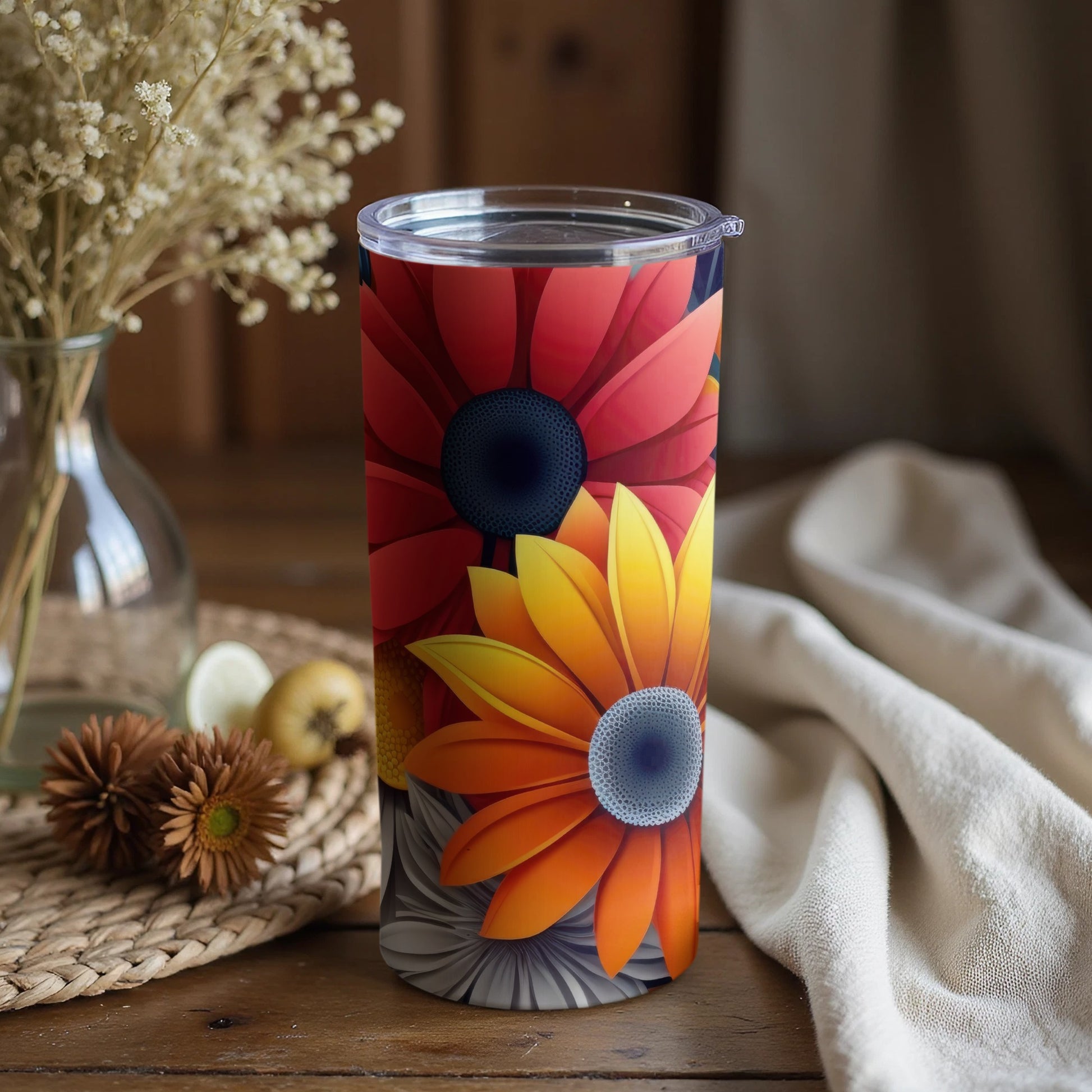 Colorful Flower Design Insulated Tumbler for Hot and Cold