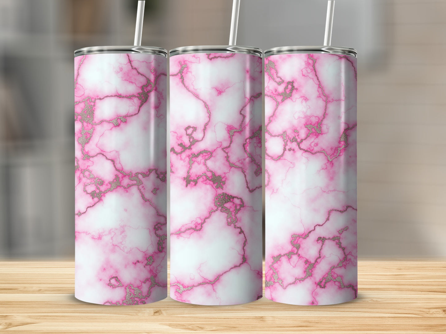 Pink White Marble Glitter Veins Tumbler product type