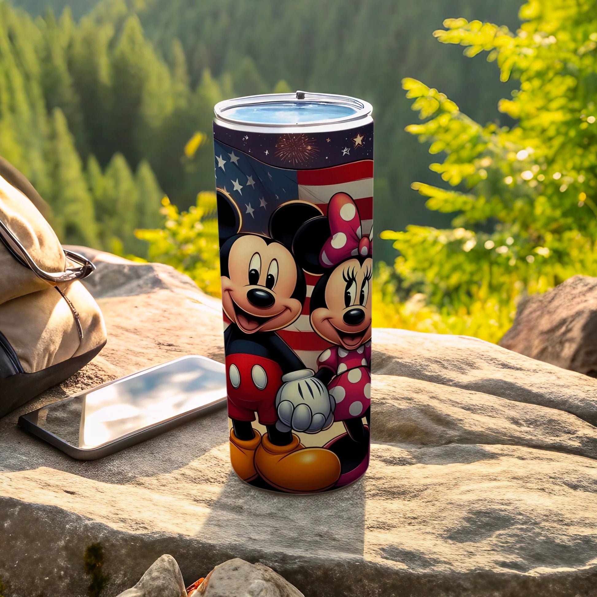 Mickey and Minnie Mouse American Flag Tumbler Cup