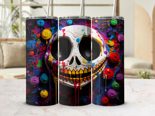 Vivid Skull with Colorful Roses and Buttons Tumbler