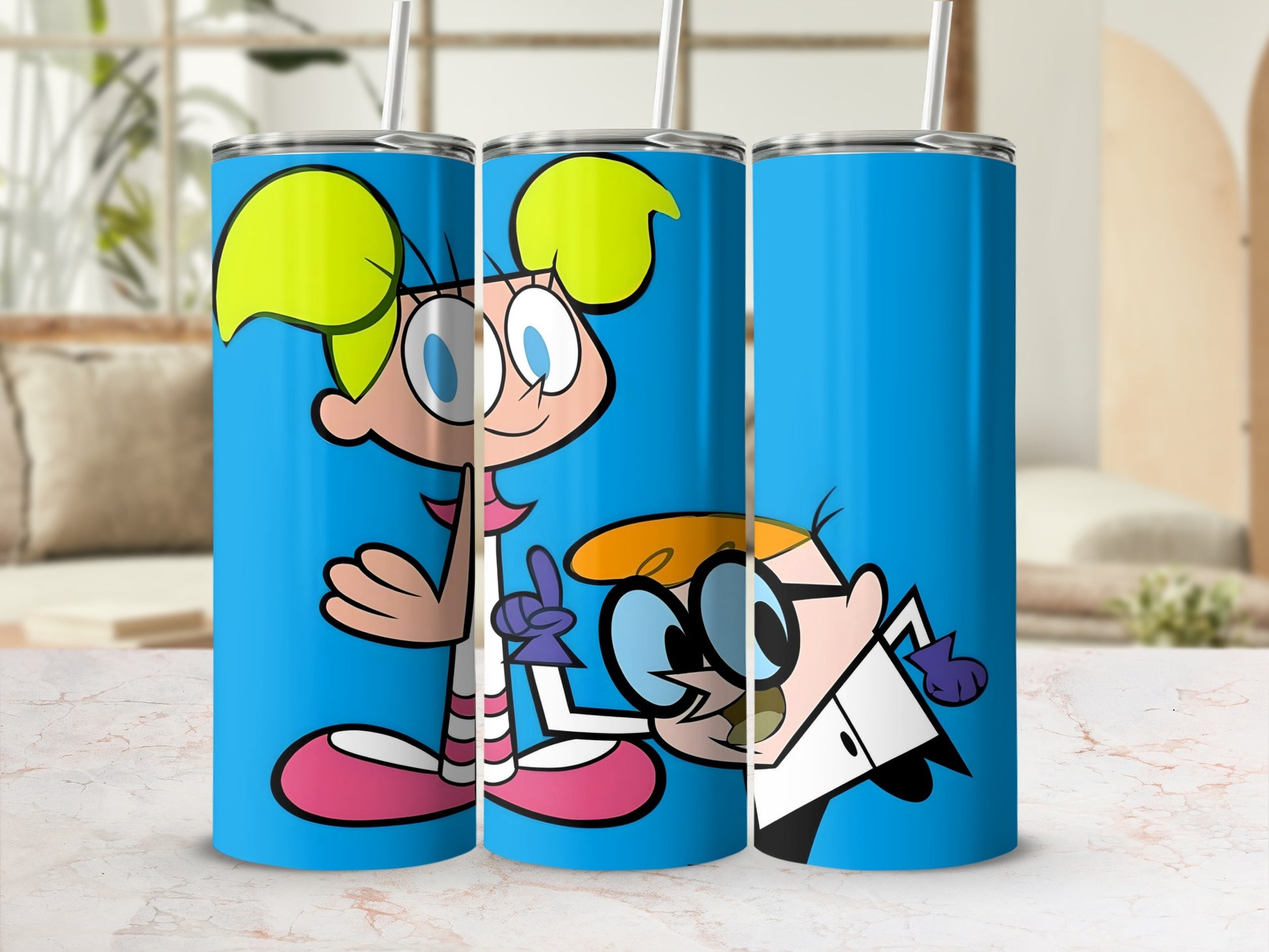 Dexter's Laboratory Tumbler with Cartoon Characters Design