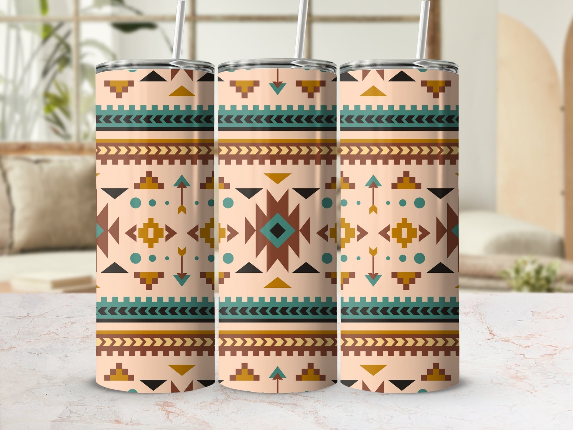 Geometric Bohemian Design Stainless Steel Tumbler