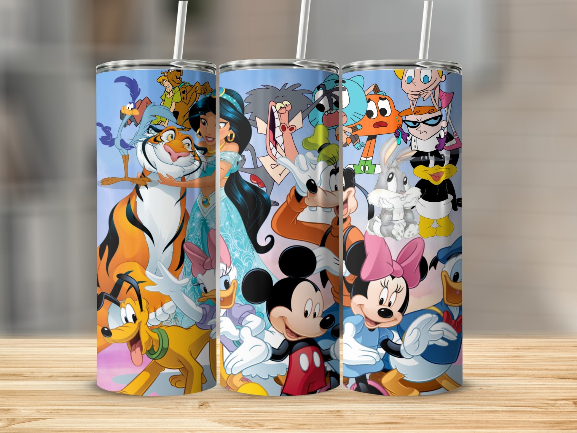 Colorful Cartoon Characters Collage Tumbler Cup Product