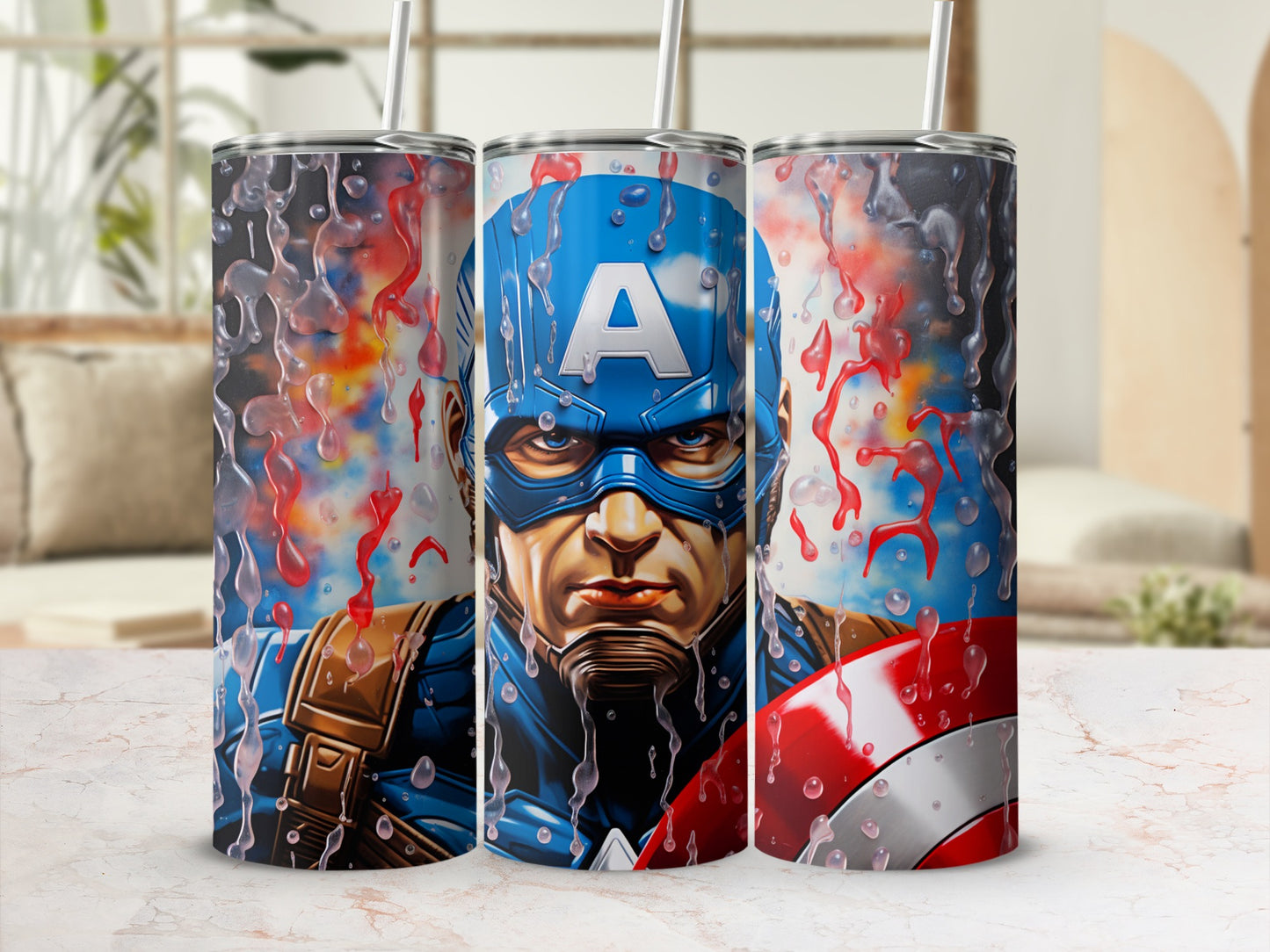 Vibrant Captain America Themed Insulated Tumbler