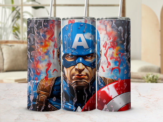 Vibrant Captain America Themed Insulated Tumbler