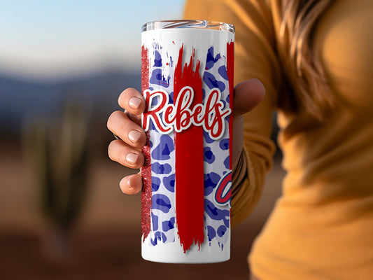 Rebels Ole Miss Brushstrokes Patterned Tumblers
