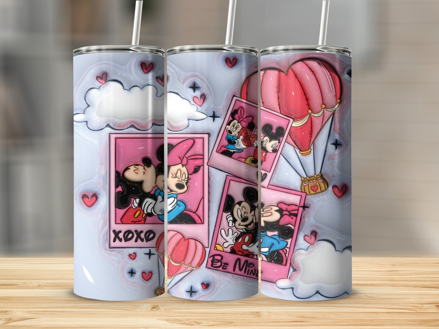 Romantic Cartoon Couple Tumbler With Cute Heart Design