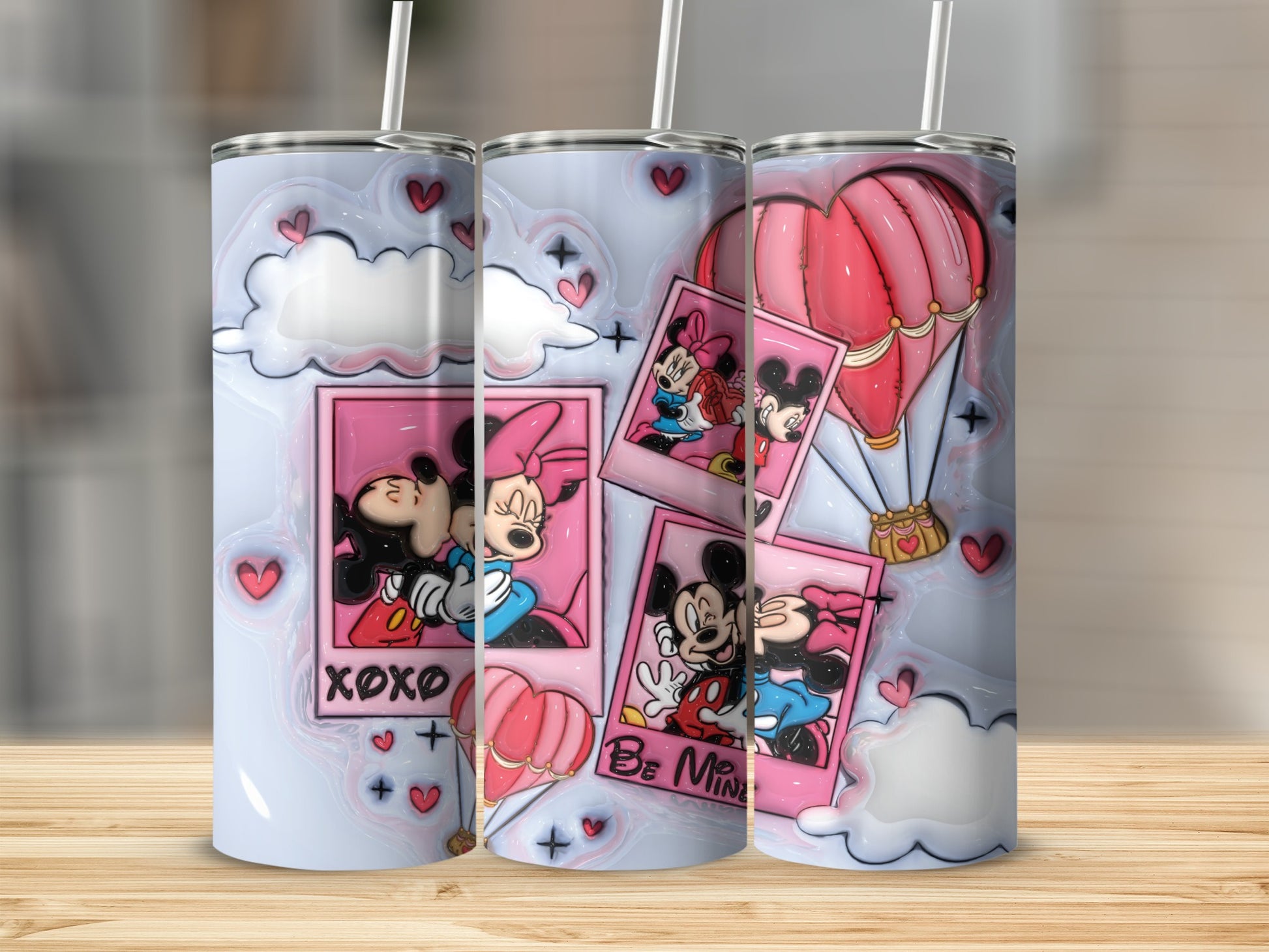 Romantic Cartoon Couple Tumbler With Cute Heart Design