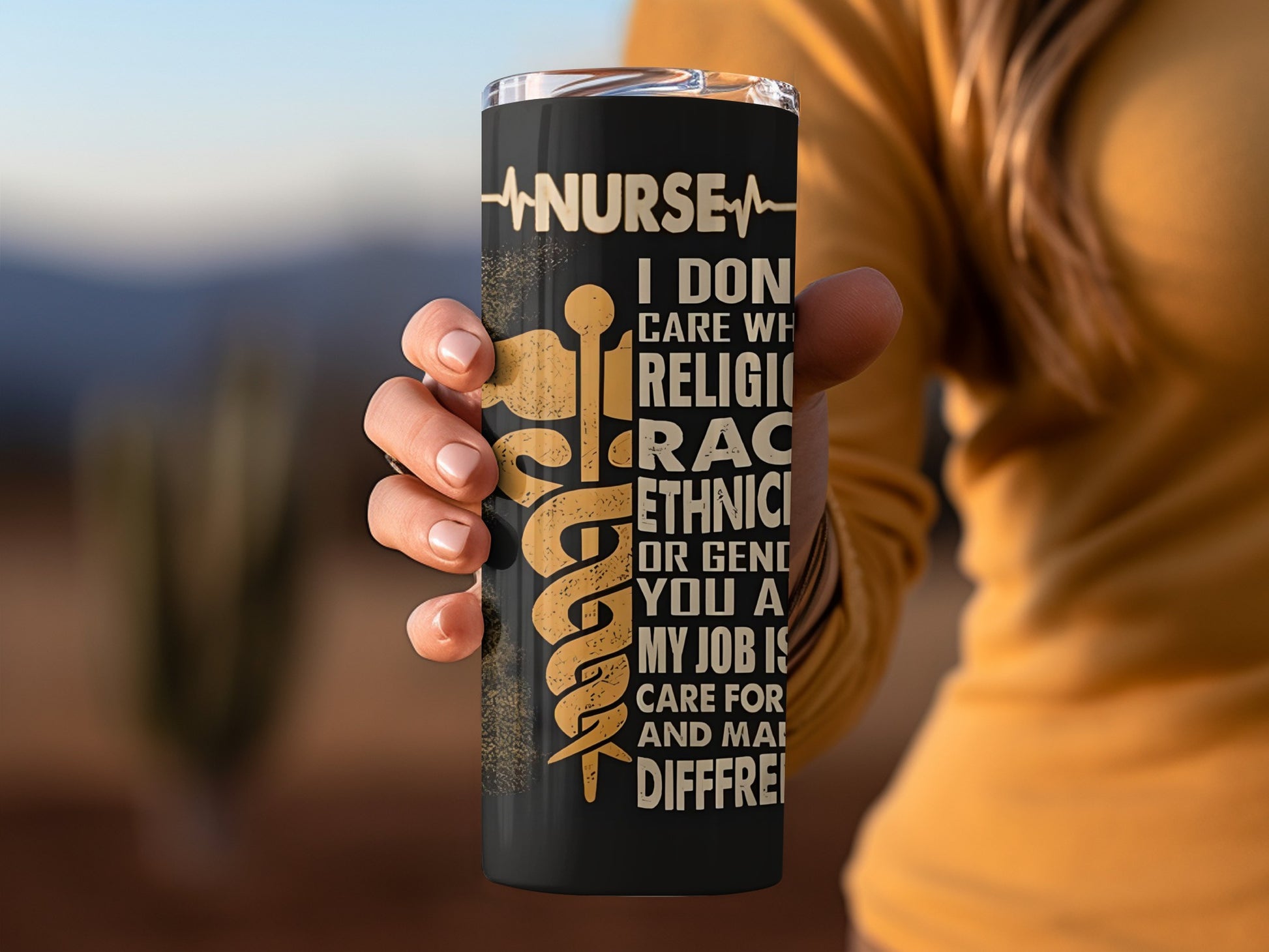 Nurse Caring for All Tumbler with Motivational Quote