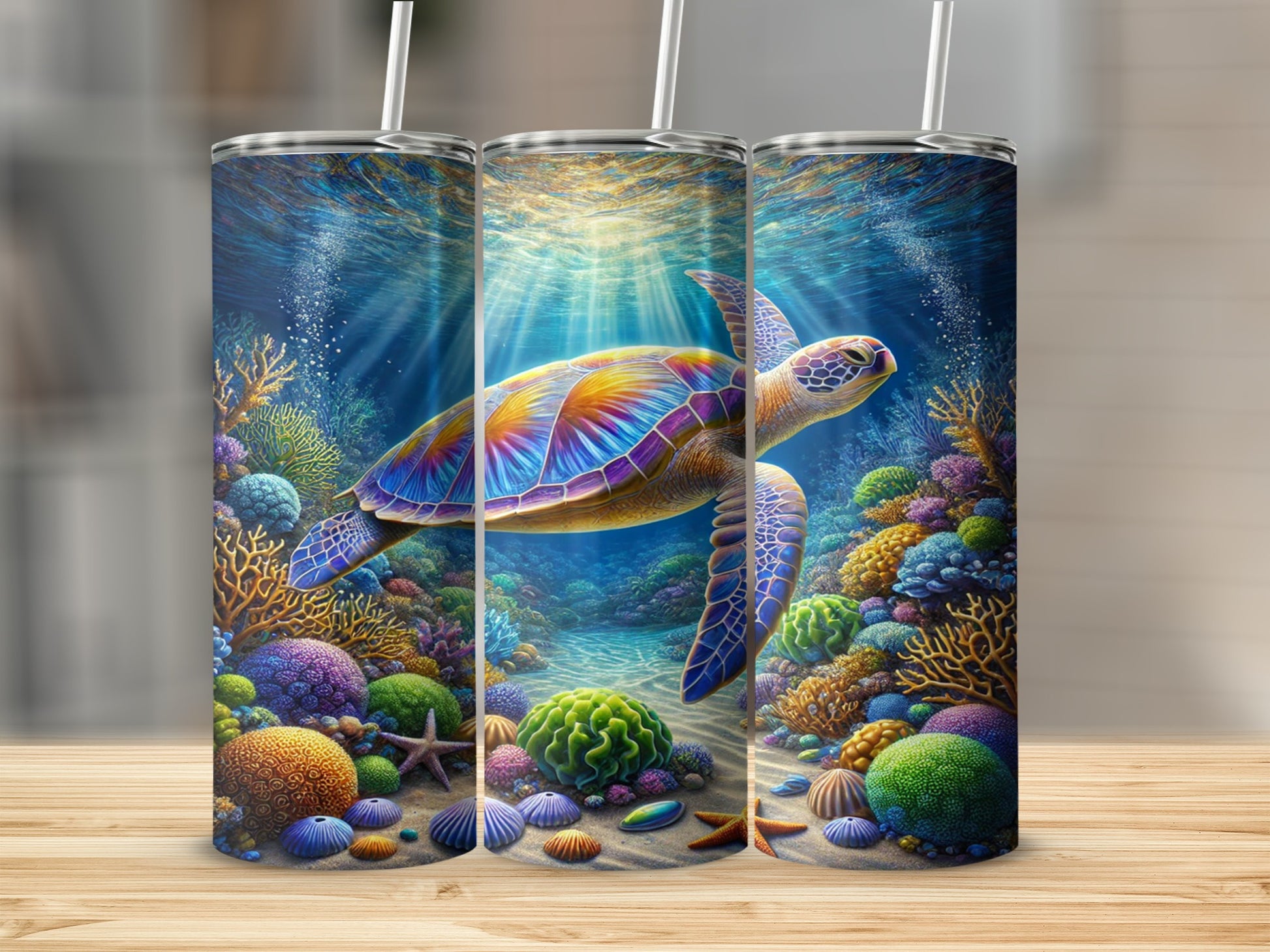 Underwater Sea Turtle Colorful Ocean Tumbler