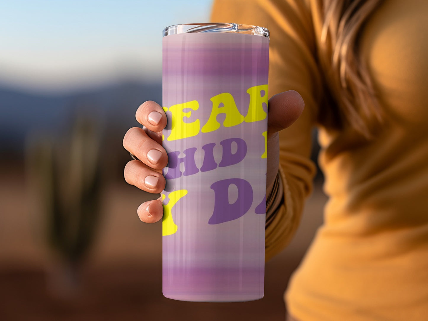 Retro Yellow and Purple Metal Tumbler Drinkware Cup