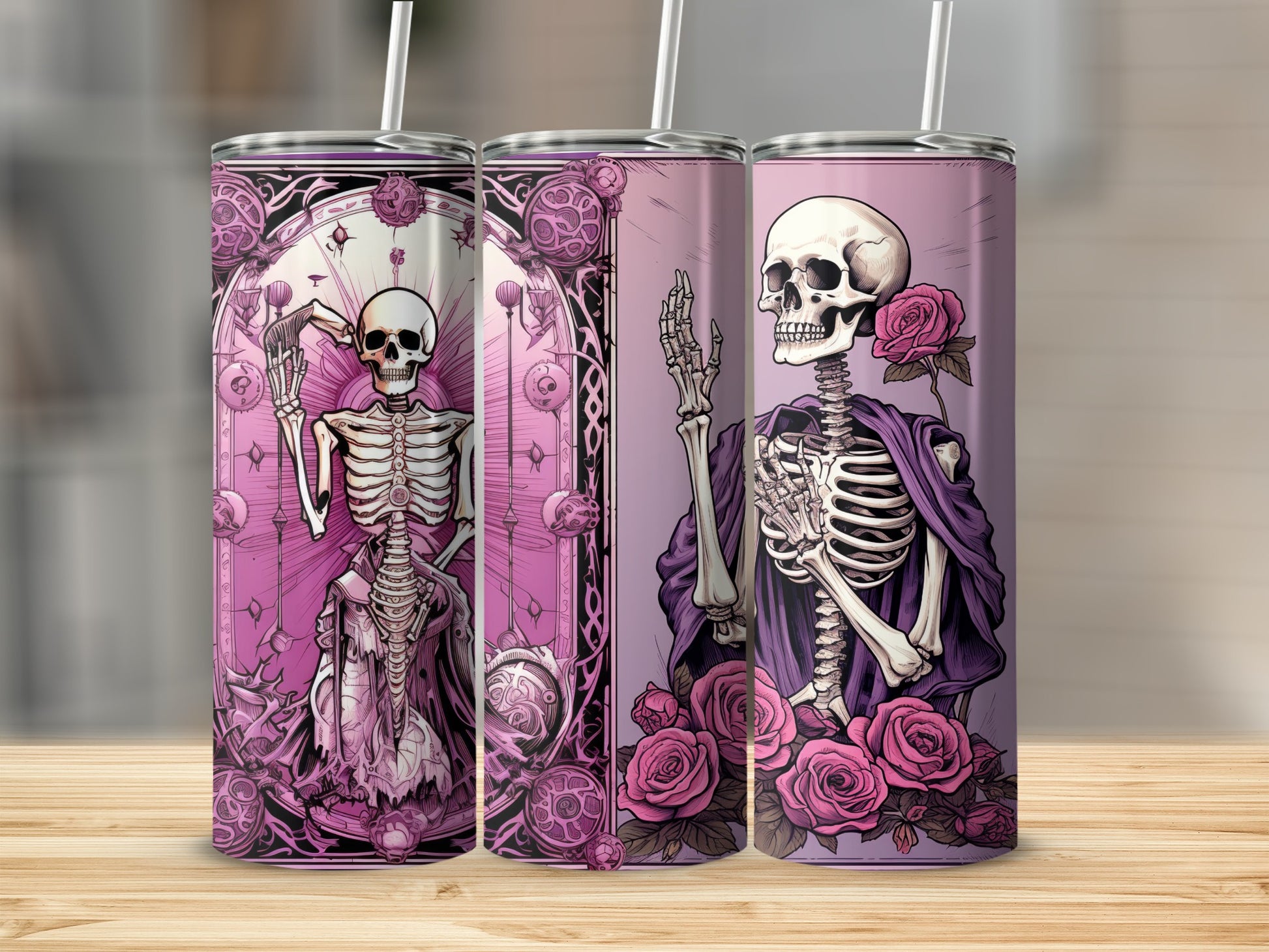 Skeleton with Roses Gothic Tumbler for Unique Drinkware