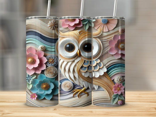 Floral Owl Art Stainless Steel Tumbler Insulated Cup