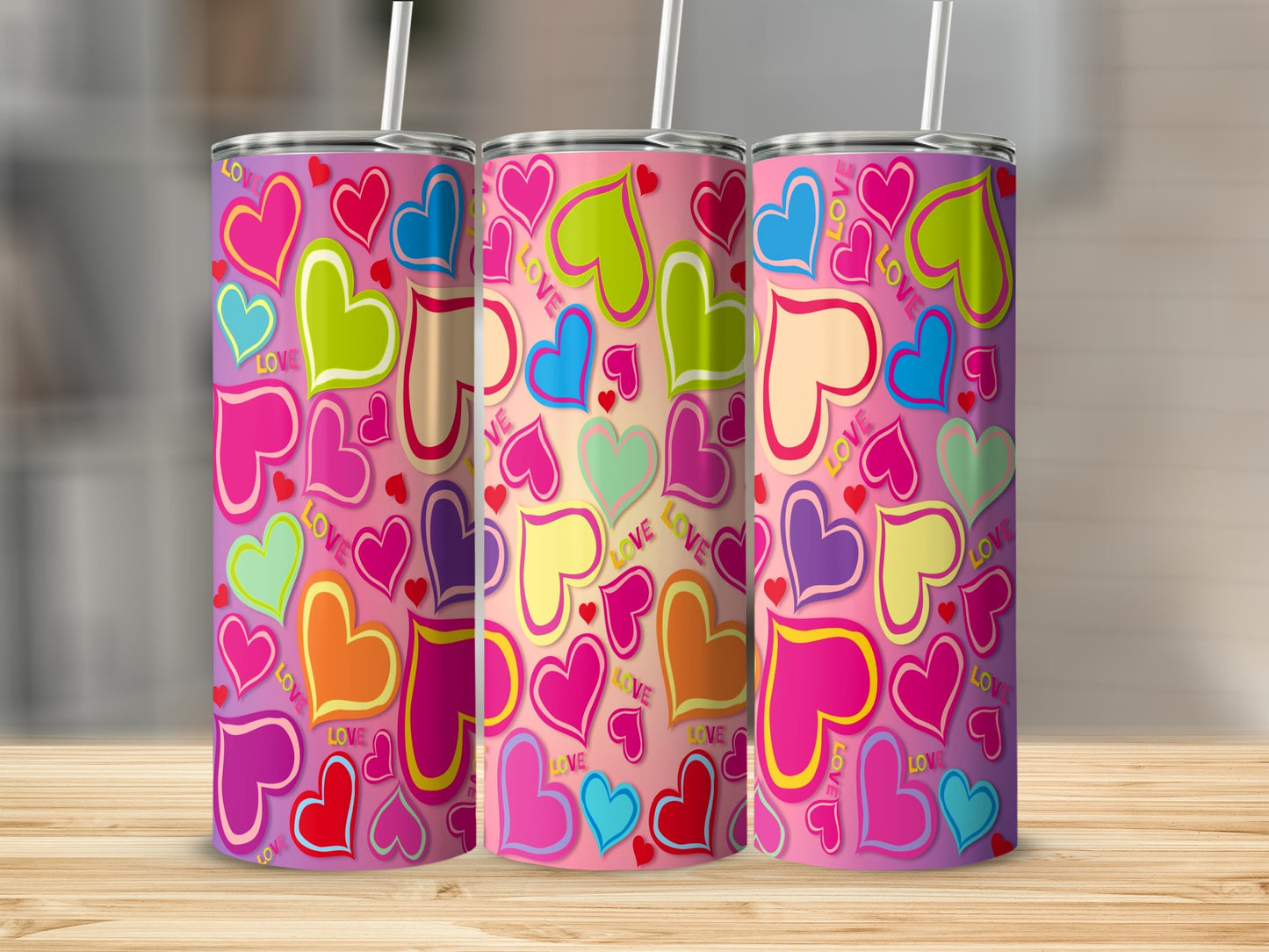 Heart Love Design Pattern Pink Backdrop Tumblers