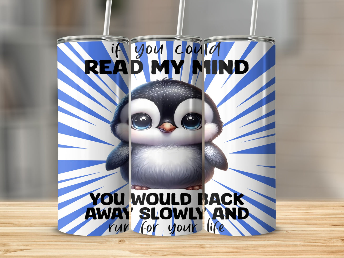 Cute Penguin Read My Mind Quote Tumbler Cup