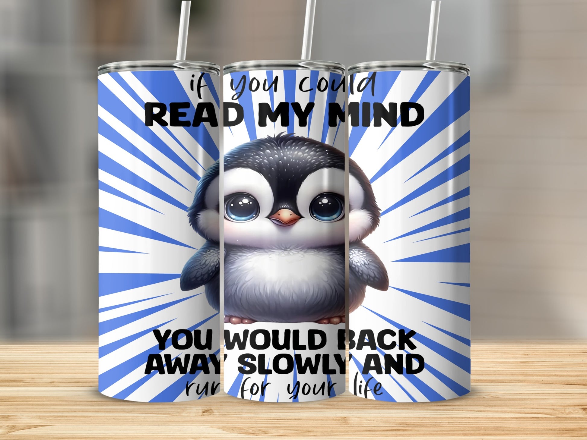 Cute Penguin Read My Mind Quote Tumbler Cup