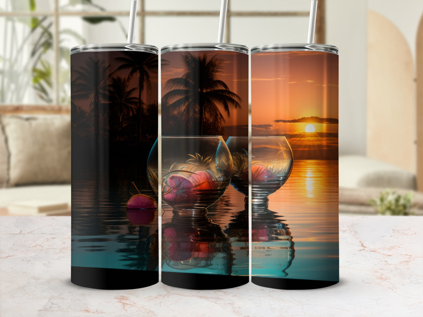 Tropical Sunset Design Tall Beverage Tumbler