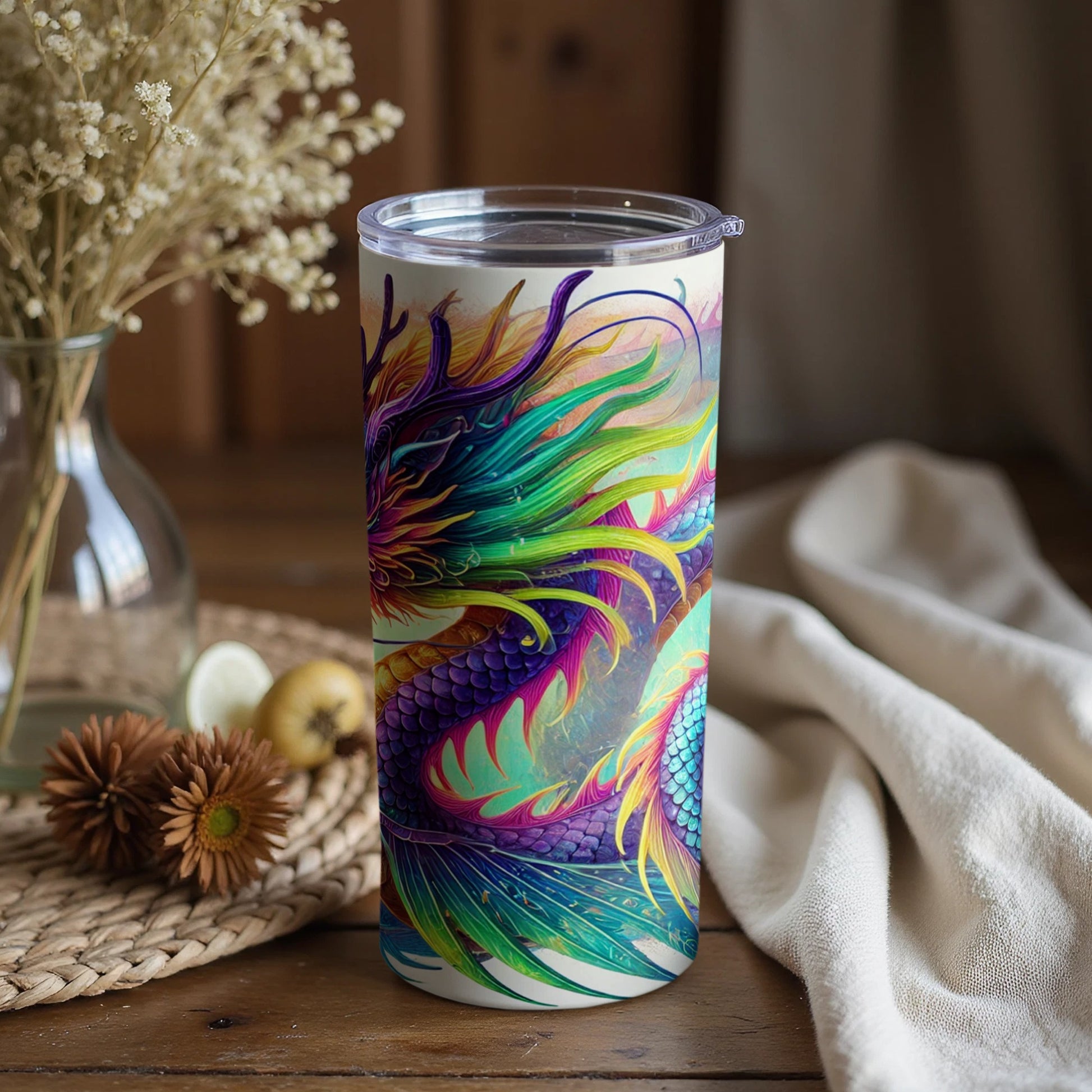 Vivid Multicolored Dragon Design Travel Mug Product