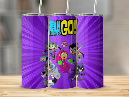 Teen Titans Go Cartoon Characters Purple Tumbler