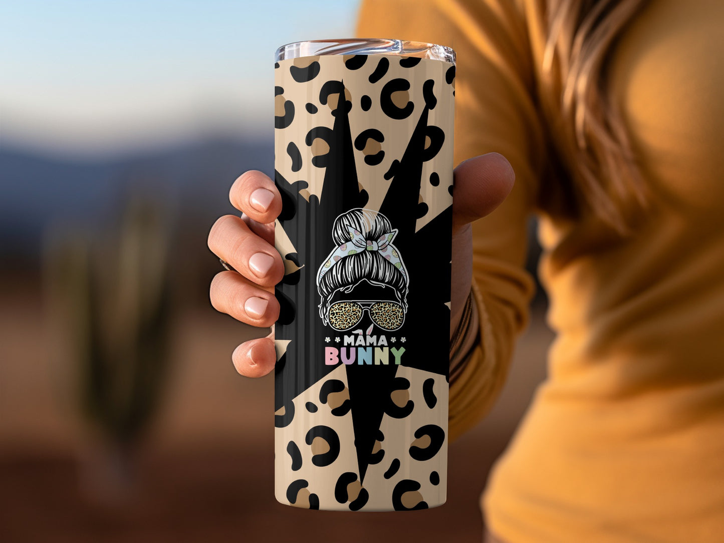 Chic Leopard Print Mama Bunny Tumbler for Trendy Moms