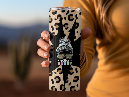 Chic Leopard Print Mama Bunny Tumbler for Trendy Moms
