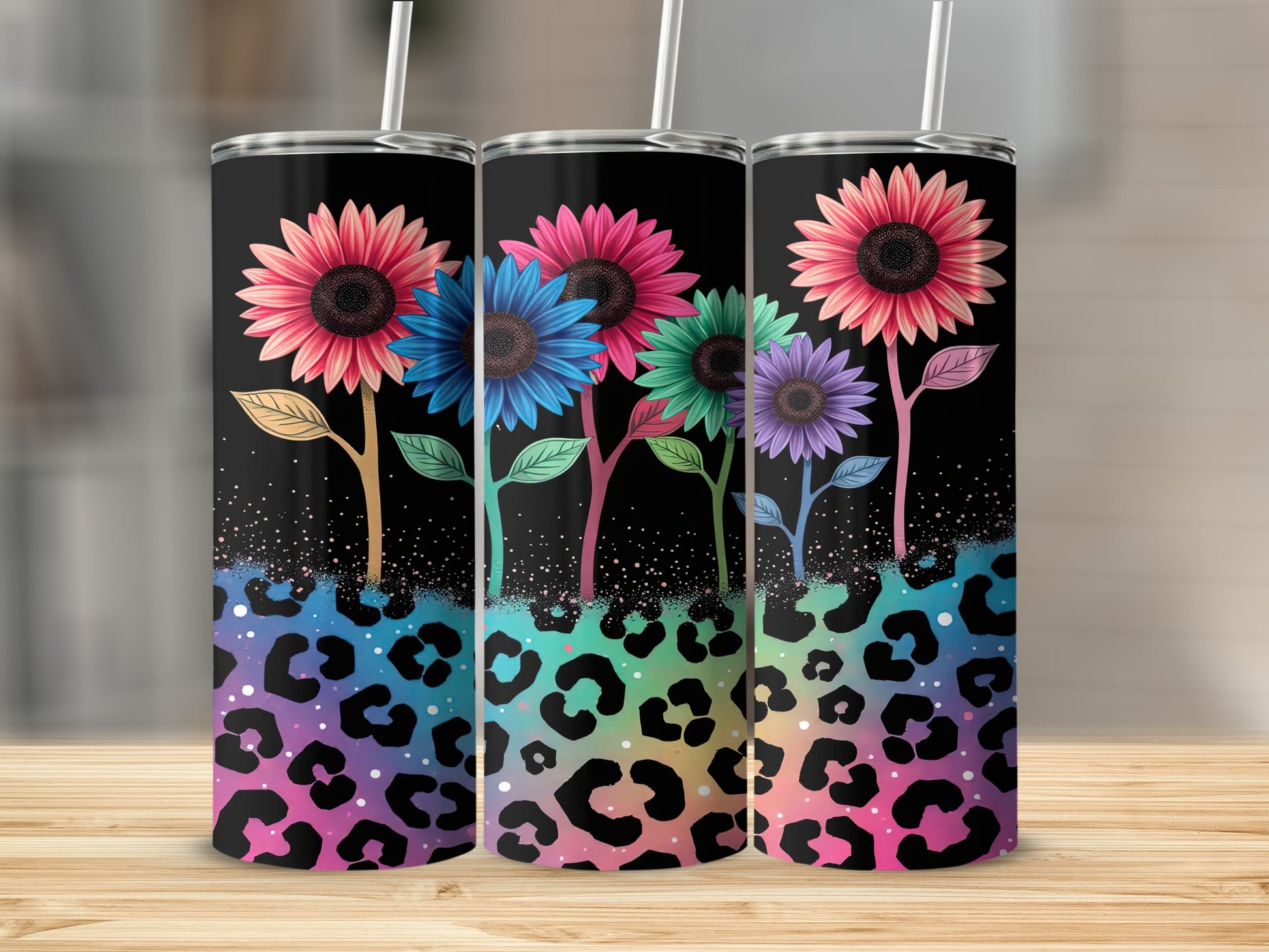 Colorful Floral Leopard Print Tumbler for Stylish Use